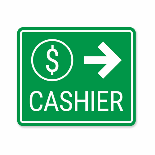 Cashier Signs with Arrow / Engraved