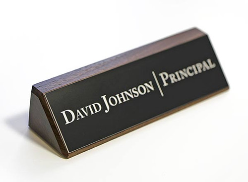 Principal Desk Sign - Walnut Wood Desk Sign for Movies