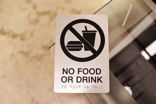 ADA No Food or Drink Signs with Grade 2 Braille and Tactile Text