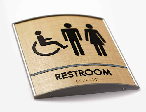 Bathroom Sign Curved