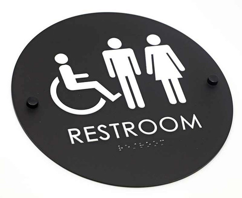 Black Restroom Signs