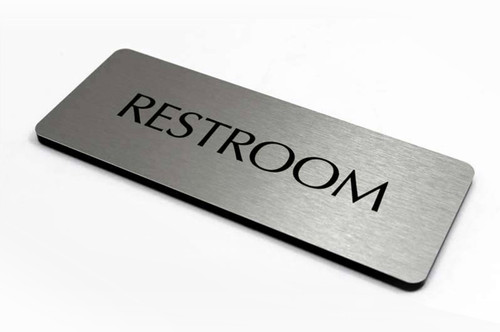 Modern Restroom Signs in brushed metal