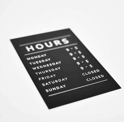 Laser Engraved Customizable Store and Office Hour Signs