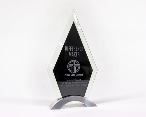 Diamond Glass Award with Silver Metal Base