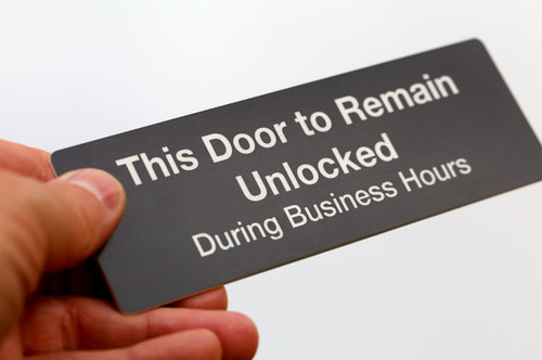 This Door to remain Unlocked Sign - Business Hours Safety Signs