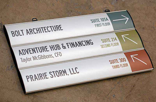Curved Ceiling Signs with Multiple Panels (top-to-bottom curve)