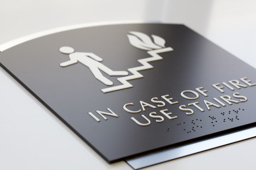 ADA Braille In Case of Fire Use Stairs Signs for Hotel and Business