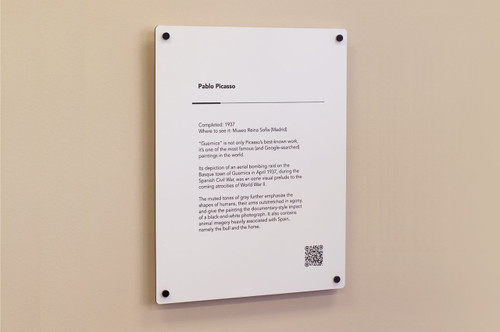 Large printed sign, for galleries, art shows, museums and gym signs.