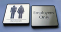 6" x 6" Restroom Signs with Graphic on Metal Plate