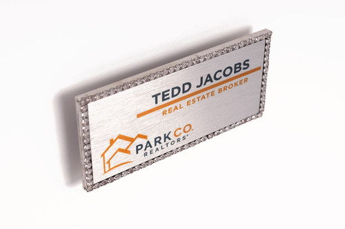 Rhinestone jeweled name badges and name tags, for realtors and professionals that wish to stand out.