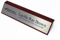 Rosewood Desk Sign with Piano Finish and Customizable Brushed Aluminum Plate