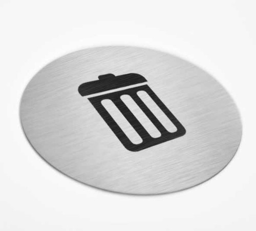 Trash Sign Brushed Metal Contemporary