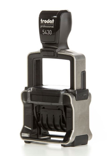 Trodat 5430 Self Inking Dater Stamp with Custom Text Area - Max Plate Size 1-5/8" x 1"