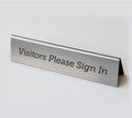 Visitors Please Sign In Tent Signs - Desk and Counter Sign in Signs in Many Color Choices.