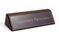 solid wood desk sign with etched name plate
