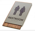 Wooden Restroom and Bathroom Signs with Walnut
