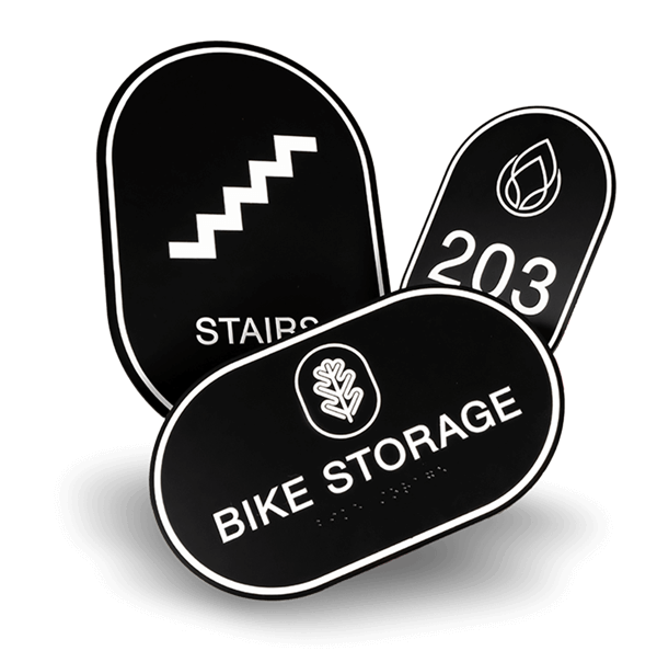 A variety of ada signs with blackpill style